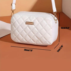 Minimalist Crossbody Bag Quilted Purse Argyle Pattern Solid Square Shoulder Bag