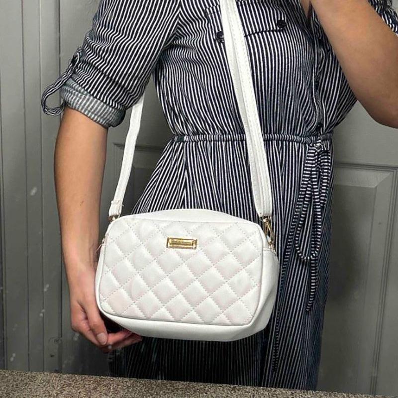 Minimalist Crossbody Bag Quilted Purse Argyle Pattern Solid Square Shoulder Bag