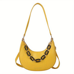 Stylish Baguette Bag with Acrylic Chain Strap