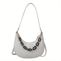 Stylish Baguette Bag with Acrylic Chain Strap