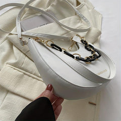Stylish Baguette Bag with Acrylic Chain Strap