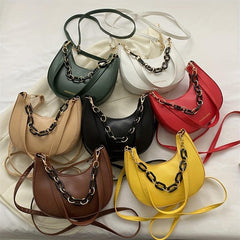 Stylish Baguette Bag with Acrylic Chain Strap
