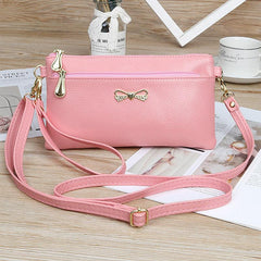 Bowknot Decor Square Bag Zipper Crossbody Bag Coin Purse
