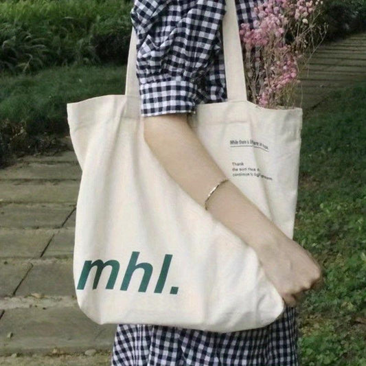 Canvas Shoulder Bag Top Handle Handbag Foldable Shopping Bag