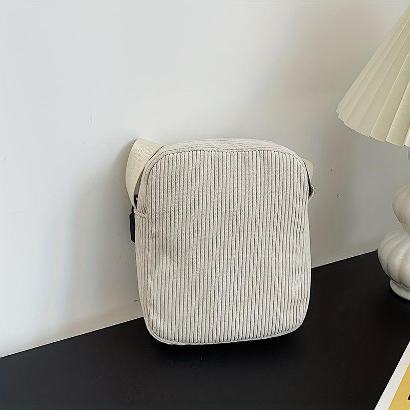 Mini Striped Square Crossbody Bag Nylon Lightweight Textured Bag