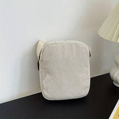 Mini Striped Square Crossbody Bag Nylon Lightweight Textured Bag