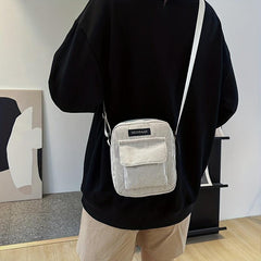 Mini Striped Square Crossbody Bag Nylon Lightweight Textured Bag