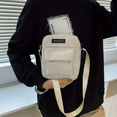 Mini Striped Square Crossbody Bag Nylon Lightweight Textured Bag