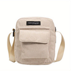 Mini Striped Square Crossbody Bag Nylon Lightweight Textured Bag