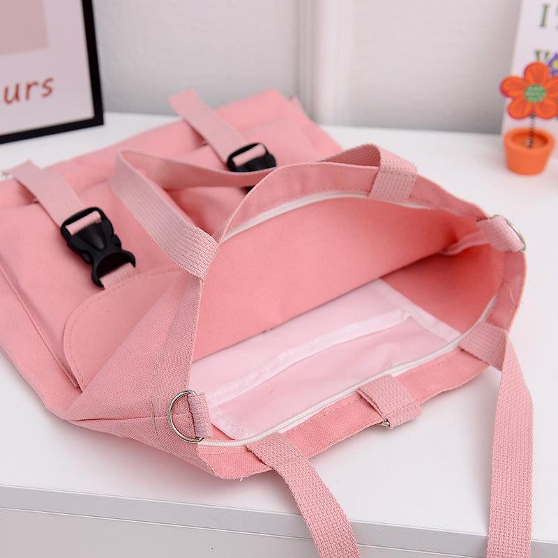 Large Capacity Canvas Tote Bag Vintage Crossbody Bag