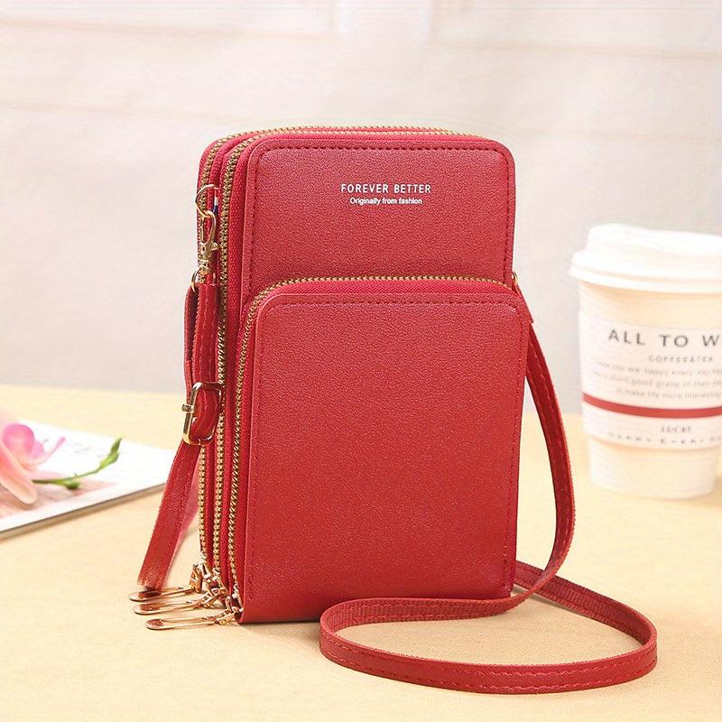 Faux Leather Touch Screen Phone Bag with Card Slot