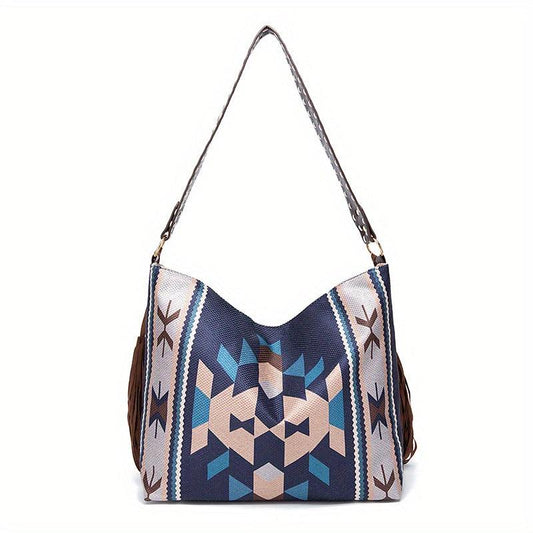 Vintage Hobo Shoulder Bag with Tassel Decor for Work