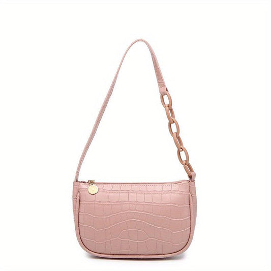 Stone Pattern Zipper Underarm Bag PU Leather Textured Bag