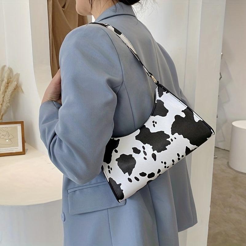 Animal Pattern Shoulder Bag Zipper Baguette Bag Underarm Bag