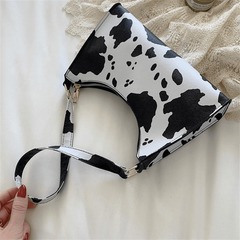 Animal Pattern Shoulder Bag Zipper Baguette Bag Underarm Bag