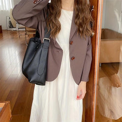 Casual Minimalist Shoulder Bag Large Capacity Soft PU Leather Bag