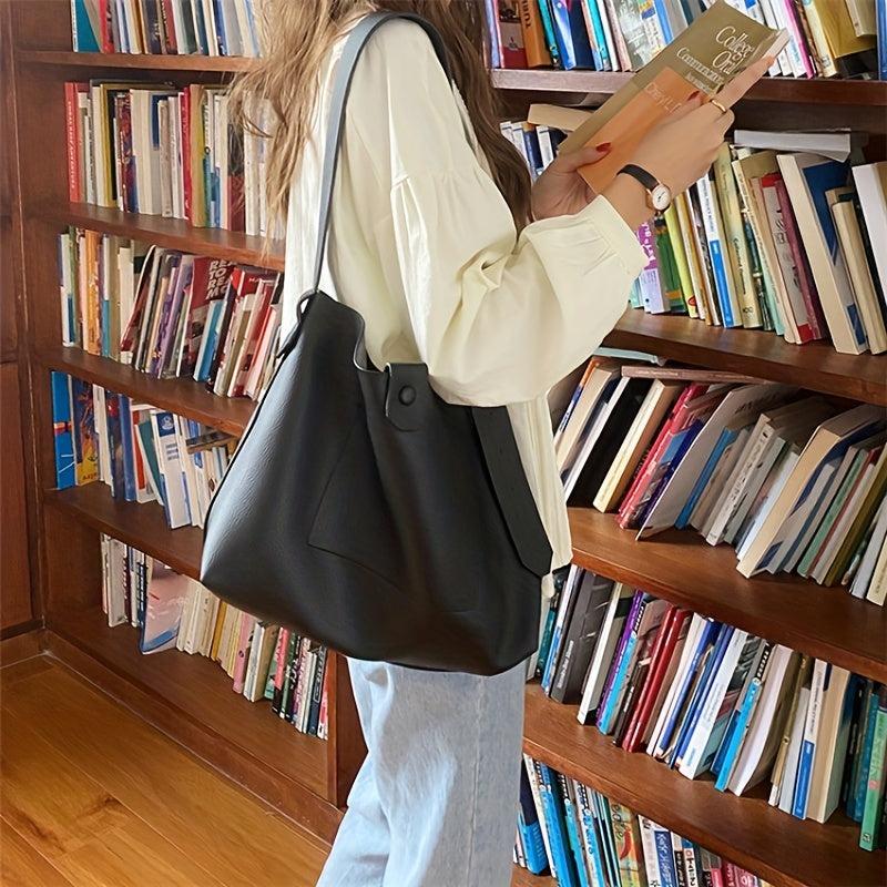 Casual Minimalist Shoulder Bag Large Capacity Soft PU Leather Bag
