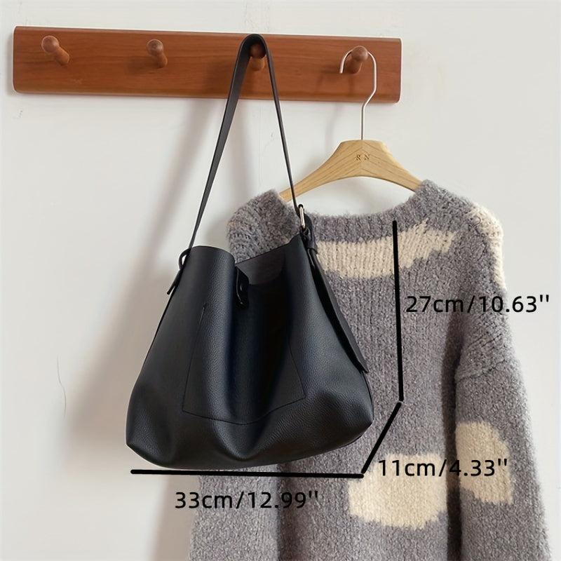 Casual Minimalist Shoulder Bag Large Capacity Soft PU Leather Bag
