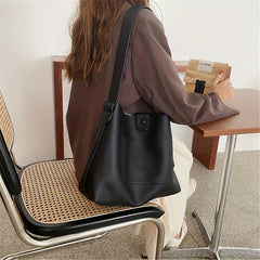 Casual Minimalist Shoulder Bag Large Capacity Soft PU Leather Bag