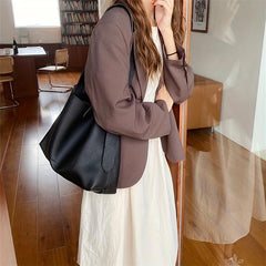 Casual Minimalist Shoulder Bag Large Capacity Soft PU Leather Bag