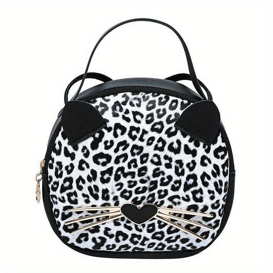 Stylish Cat Round Shoulder Bag Crossbody Purse for Shopping