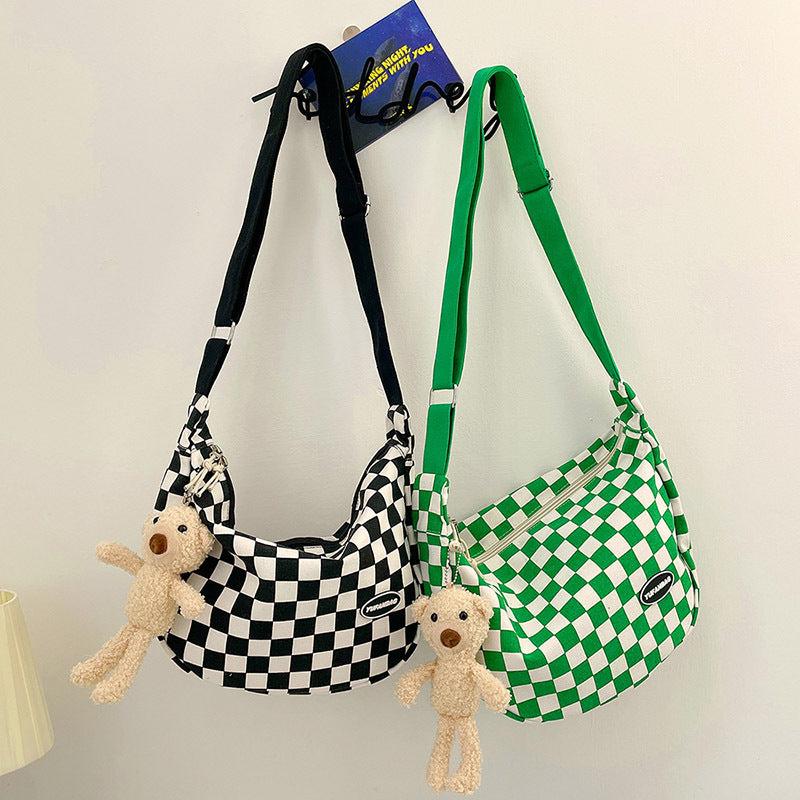 Checkerboard Pattern Crossbody Bag All Match Casual Shoulder Bag