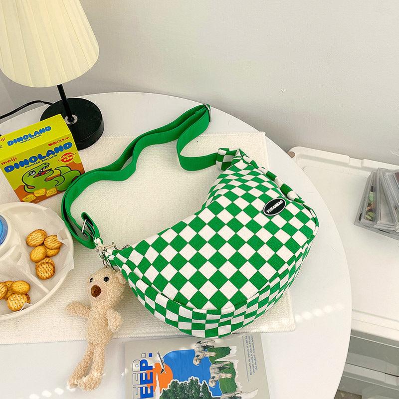Checkerboard Pattern Crossbody Bag All Match Casual Shoulder Bag