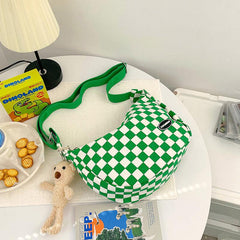 Checkerboard Pattern Crossbody Bag All Match Casual Shoulder Bag