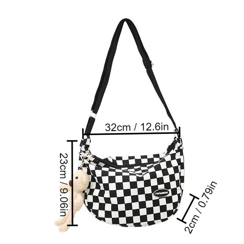 Checkerboard Pattern Crossbody Bag All Match Casual Shoulder Bag