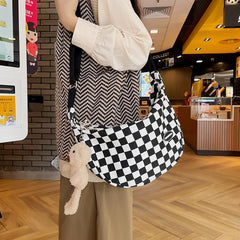 Checkerboard Pattern Crossbody Bag All Match Casual Shoulder Bag