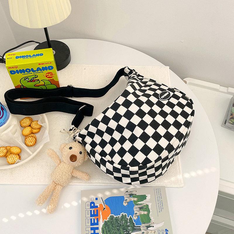 Checkerboard Pattern Crossbody Bag All Match Casual Shoulder Bag