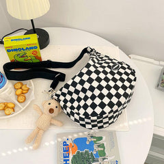 Checkerboard Pattern Crossbody Bag All Match Casual Shoulder Bag