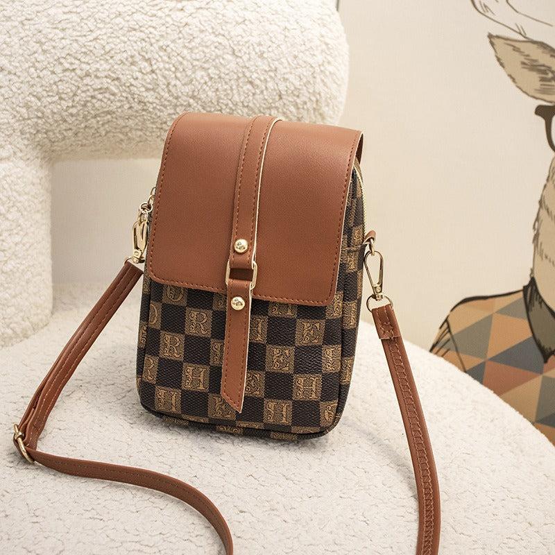 Plaid Print Crossbody Bag Vintage Phone Bag