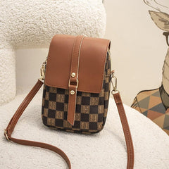 Plaid Print Crossbody Bag Vintage Phone Bag