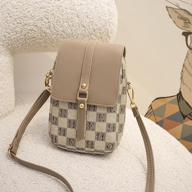 Plaid Print Crossbody Bag Vintage Phone Bag