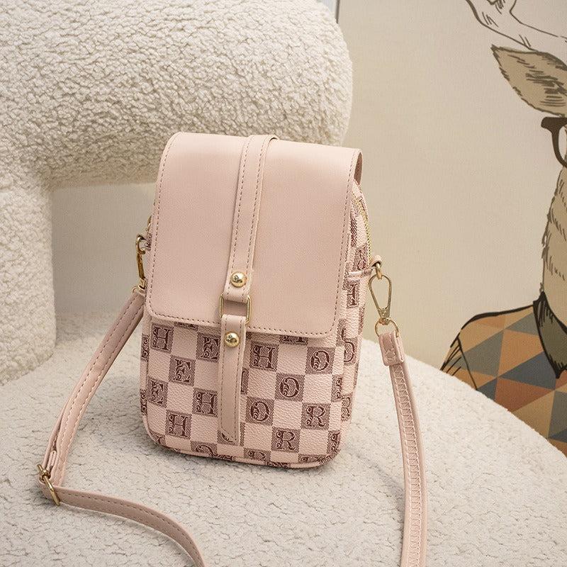 Plaid Print Crossbody Bag Vintage Phone Bag