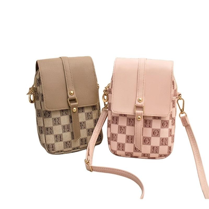 Plaid Print Crossbody Bag Vintage Phone Bag