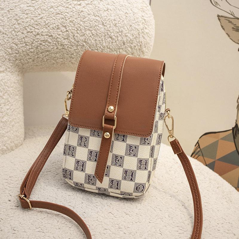 Plaid Print Crossbody Bag Vintage Phone Bag