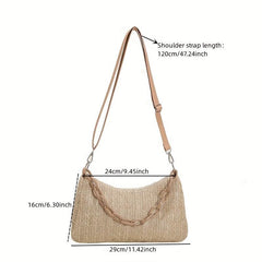 Straw Woven Crossbody Bag Summer Beach Shoulder Bag Women's Casual Hobo Handbag