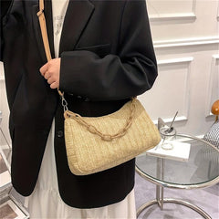 Straw Woven Crossbody Bag Summer Beach Shoulder Bag Women's Casual Hobo Handbag