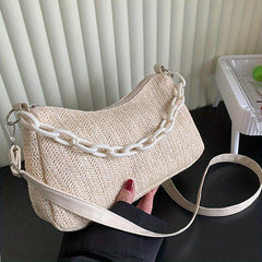 Straw Woven Crossbody Bag Summer Beach Shoulder Bag Women's Casual Hobo Handbag