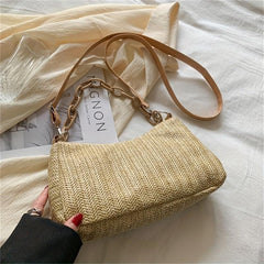 Straw Woven Crossbody Bag Summer Beach Shoulder Bag Women's Casual Hobo Handbag