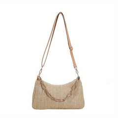 Straw Woven Crossbody Bag Summer Beach Shoulder Bag Women's Casual Hobo Handbag