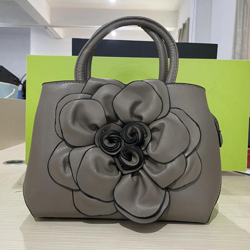 Flower Decor Solid Shoulder Bag PU Leather Crossbody Bag