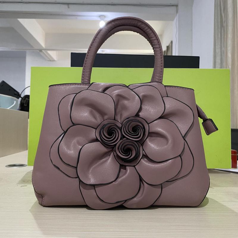 Flower Decor Solid Shoulder Bag PU Leather Crossbody Bag