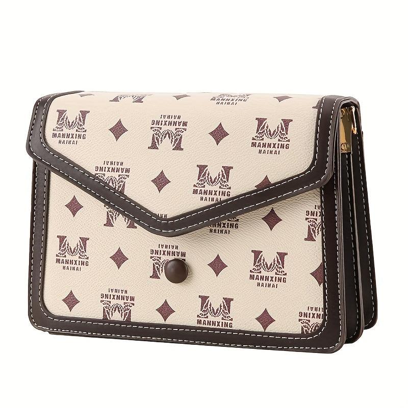 Vintage Letter Pattern Square Bag Classic Flap Shoulder Bag