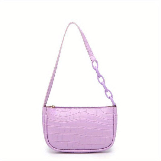 Crocodile Pattern Underarm Bag Solid Shoulder Bag