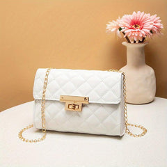 Metal Chain Shoulder Bag Argyle Embossed Crossbody Mini Flap Bag