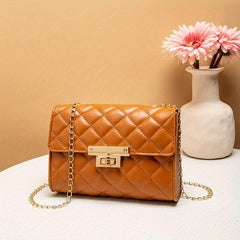 Metal Chain Shoulder Bag Argyle Embossed Crossbody Mini Flap Bag