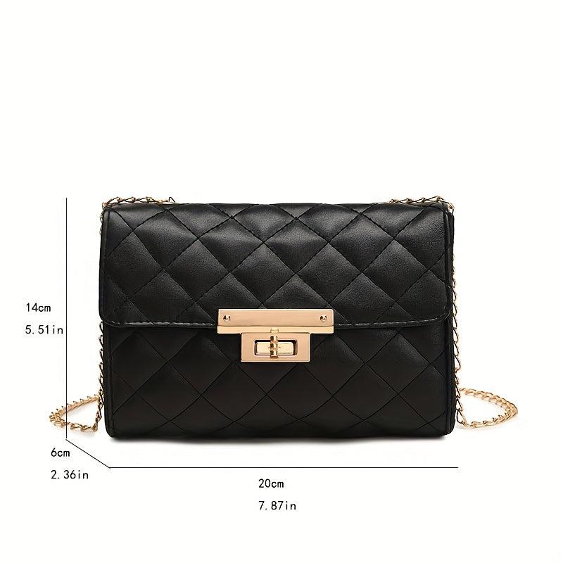 Metal Chain Shoulder Bag Argyle Embossed Crossbody Mini Flap Bag